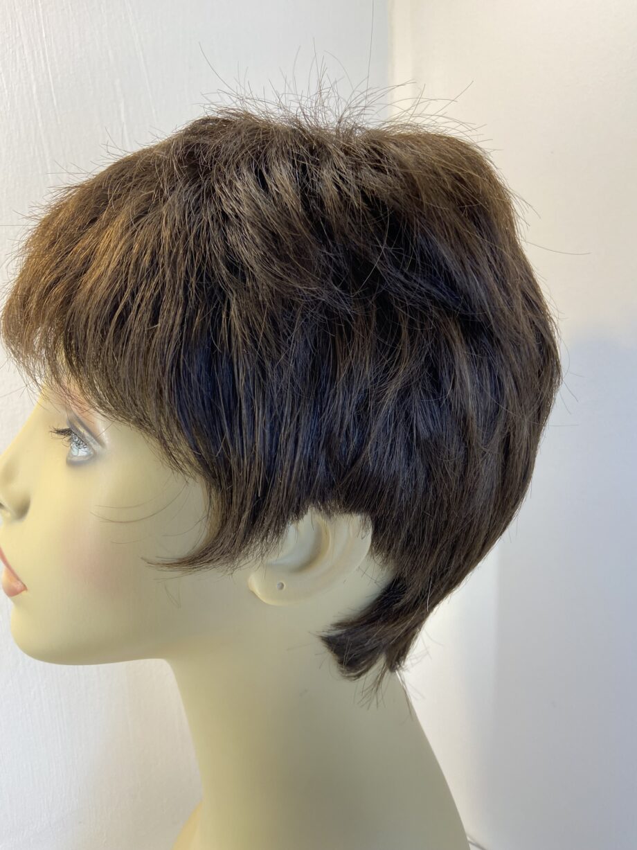 Dark brown as new short wig. Brss309